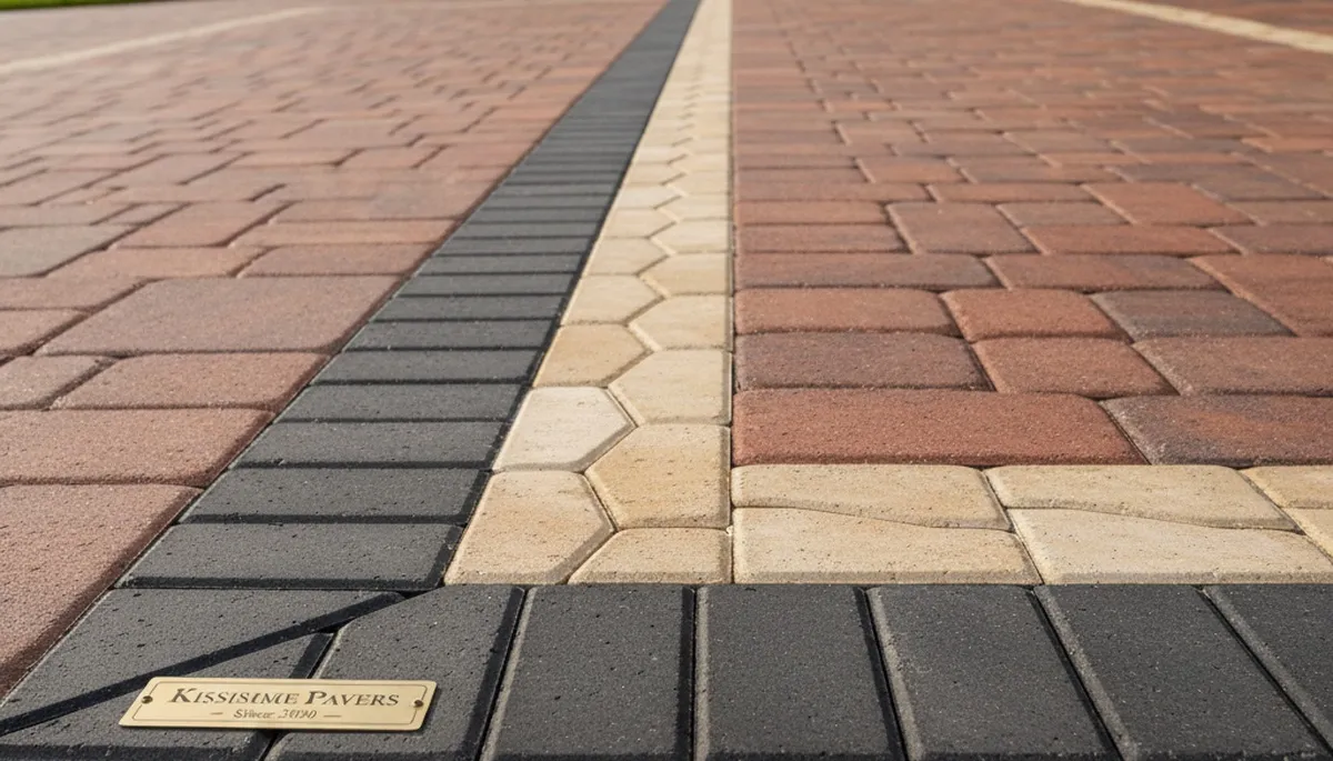 Decorative driveway paver border with soldier course edging in Kissimmee, FL by Chop Chop Landscaping