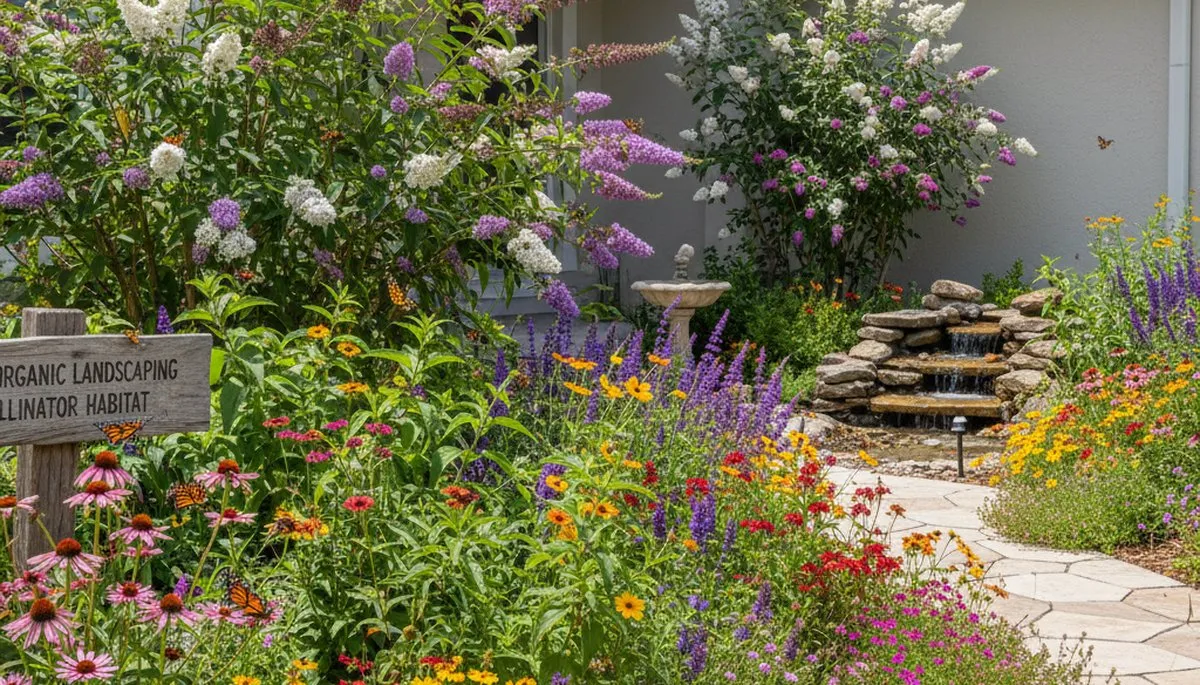Vibrant native pollinator garden with bee-friendly plants by organic landscapers in Kissimmee, FL