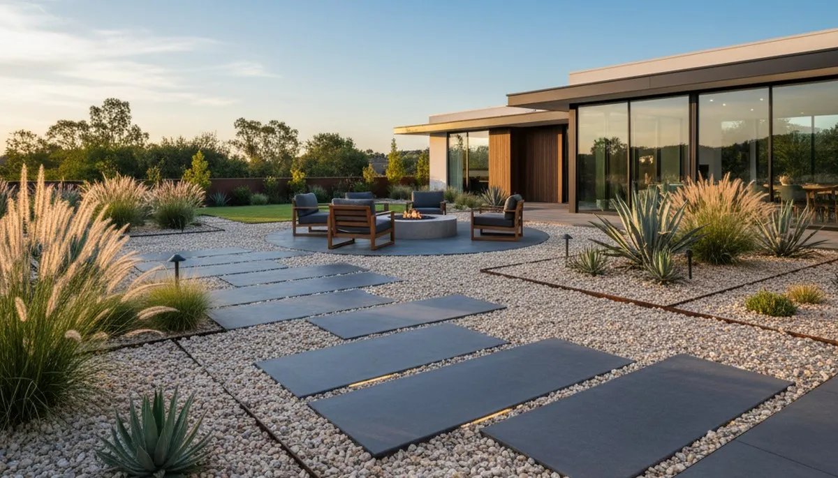 Pea gravel landscaping installation in Kissimmee, FL for drainage and decorative pathways