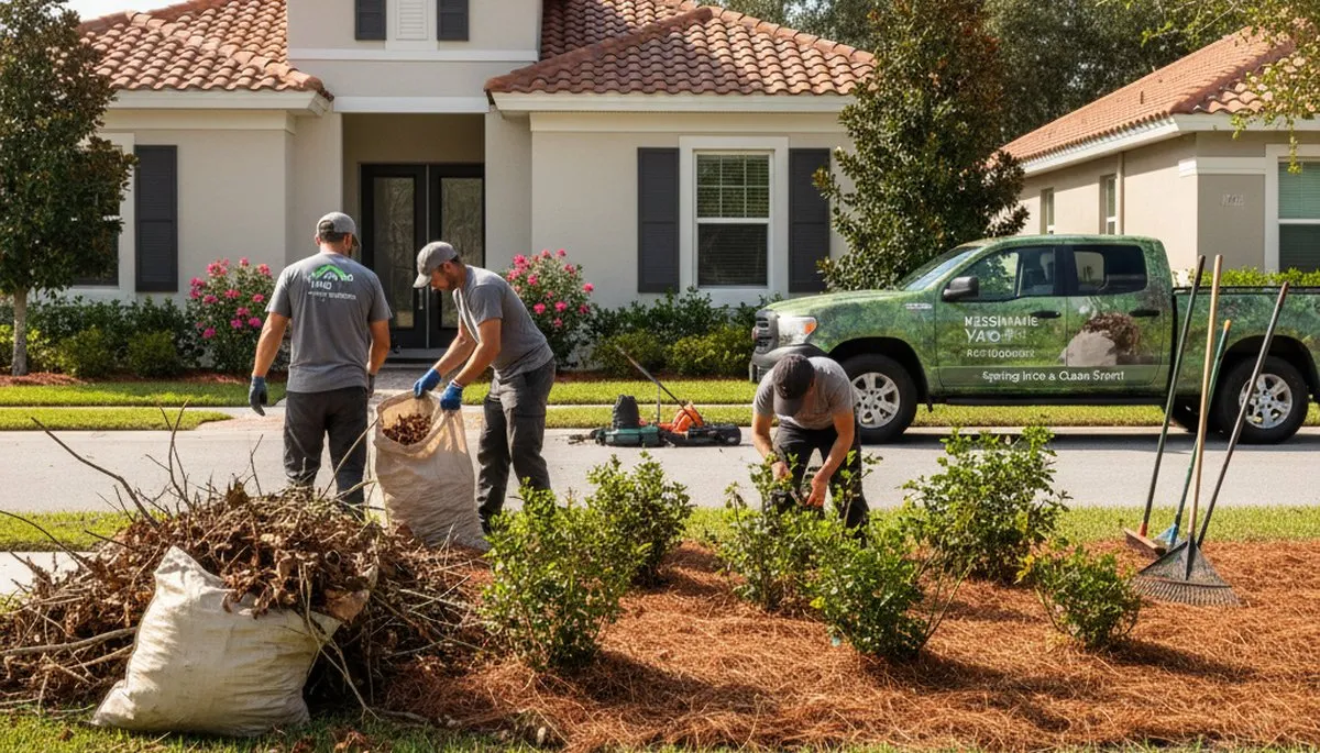 Spring yard clean up and garden bed pruning by landscaping pros in Kissimmee, FL